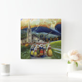 アブルッツォ・イタリア・ヴィンテージ旅行ポスターアートと女性 スクエア壁時計 (ホーム)