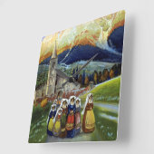 アブルッツォ・イタリア・ヴィンテージ旅行ポスターアートと女性 スクエア壁時計 (傾斜)