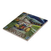 アブルッツォ・イタリア・ヴィンテージ旅行ポスターアートと女性 タイル (側面)