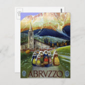 アブルッツォ・イタリア・ヴィンテージ旅行ポスターアートと女性 ポストカード (正面/裏面)