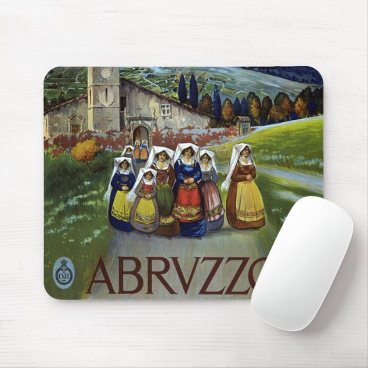 アブルッツォ・イタリア・ヴィンテージ旅行ポスターアートと女性 マウスパッド (マウス)