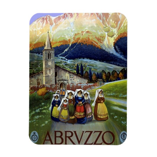 アブルッツォ・イタリア・ヴィンテージ旅行ポスターアートと女性 マグネット (縦)