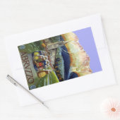 アブルッツォ・イタリア・ヴィンテージ旅行ポスターアートと女性 長方形シール (封筒)