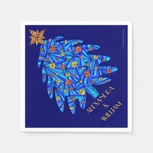 アブルー抽象芸術ホリデーツリーパーソナライズされたパーティー スタンダードカクテルナプキン (正面)