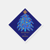 アブルー抽象芸術ホリデーツリーパーソナライズされたパーティー スタンダードカクテルナプキン (角)