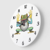 アブ間抜けリ時計を舌で引くカエル ラージ壁時計 (傾斜)