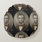 アブ・リンカーン・アメリカ大統領ヴィンテージポートレート ラウンドクッション (正面)