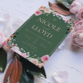 アプエレガントリオットグリーン結婚ワイルドフラワー 招待状