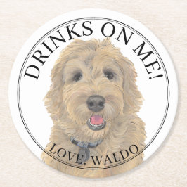 アプパーソナライズされたリオットゴールデンドールドッグ結婚ズ ラウンドペーパーコースター