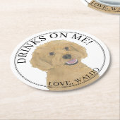 アプパーソナライズされたリオットゴールデンドールドッグ結婚ズ ラウンドペーパーコースター (アングル)