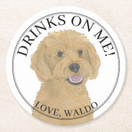 アプパーソナライズされたリオットゴールデンドールドッグ結婚ズ ラウンドペーパーコースター