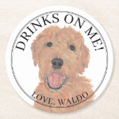 アプパーソナライズされたリオットゴールデンドールドッグ結婚ズ ラウンドペーパーコースター (正面)