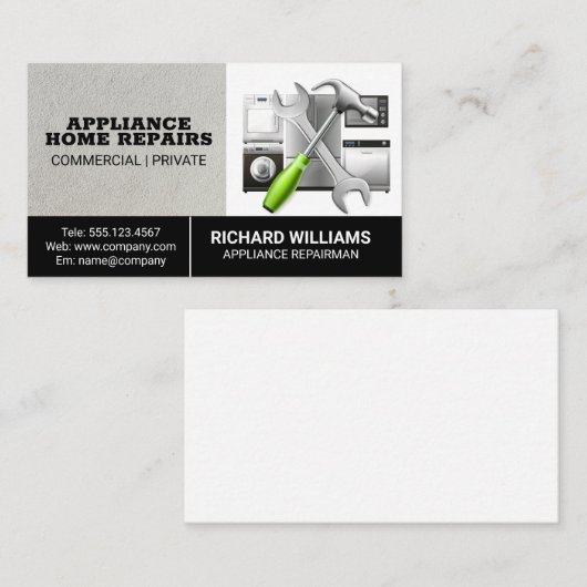 アプライアンスの修復の修正サービス 名刺 (正面/裏面)