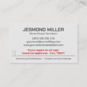 アプライアンスの修復 – プロフェッショナル モダン 名刺 (裏面)