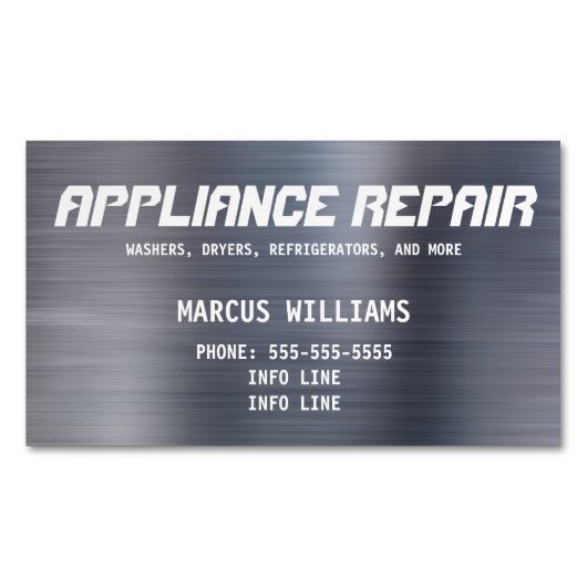 アプライアンスの修復 マグネット名刺 (正面)