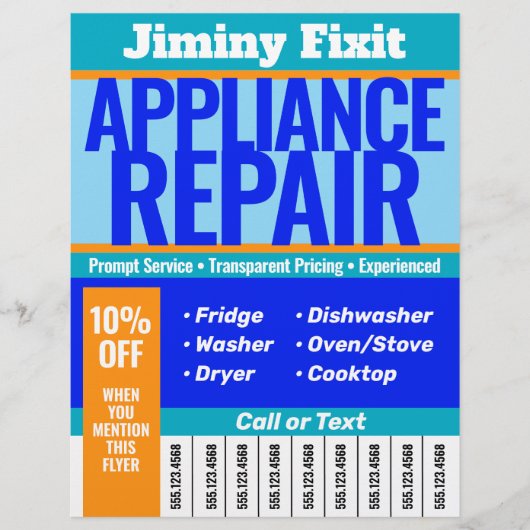 アプライアンスの修理による電話番号の切断 チラシ (正面)