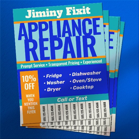 アプライアンスの修理による電話番号の切断 チラシ