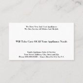 アプライアンスの販売および修理サービスの名刺 名刺 (裏面)