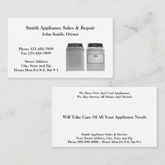 アプライアンスの販売および修理サービスの名刺 名刺 (正面/裏面)
