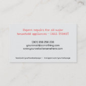 アプライアンス修復サービス 名刺 (裏面)