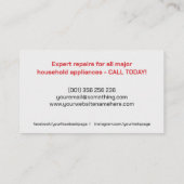 アプライアンス修復サービス 名刺 (裏面)