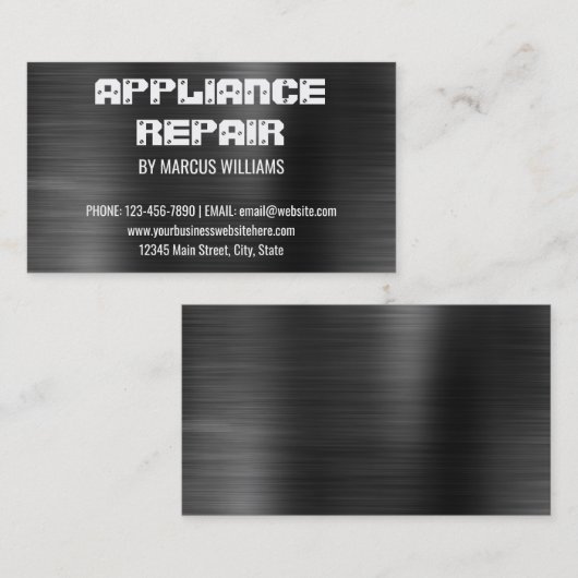 アプライアンス修復ダークグレーシルバーメタリックフェイク 名刺 (正面/裏面)