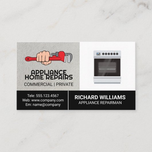 アプライアンス修復ホームサービス | ハンドレンチロゴ 名刺 (正面)
