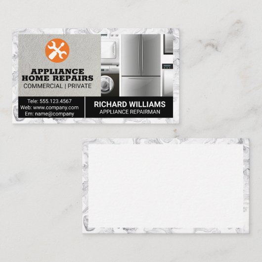 アプライアンス修復ホームサービス | マーブル縁ど 名刺 (正面/裏面)