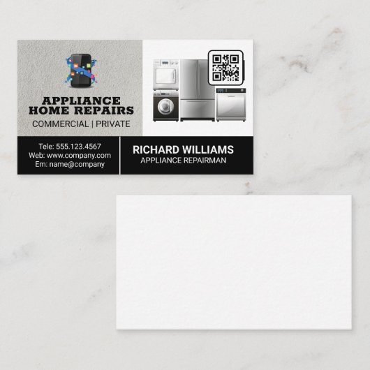 アプライアンス修復ホームサービス | Qrコード 名刺 (正面/裏面)