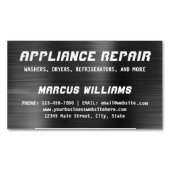 アプライアンス修理ダークグレーフェイク金属鋼 マグネット名刺 (正面)