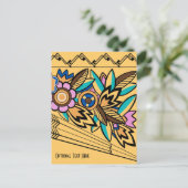 アプリはっきりしたコのデコ花模様 ポストカード (スタンド正面)