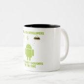 アプリケーション開発者は甘い思考をすべて考えます ツートーンマグカップ (正面右)