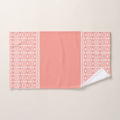 アプリコはっきりしたットおよび白抽象芸術幾何学模様 バスタオルセット (ハンドタオル)