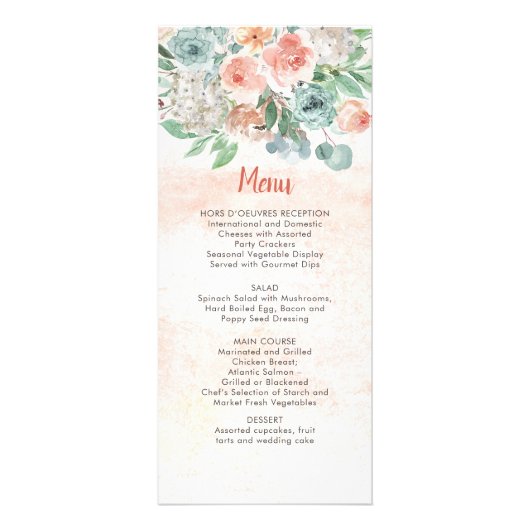 アプリコットとワサビの緑の水色のフローラ結婚ズ ラックカード (正面)