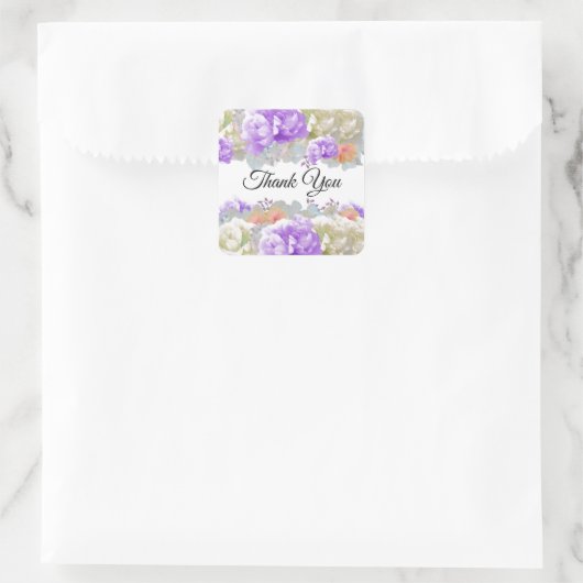 アプリコットと梅の花ありがとうステッカー スクエアシール (バッグ)