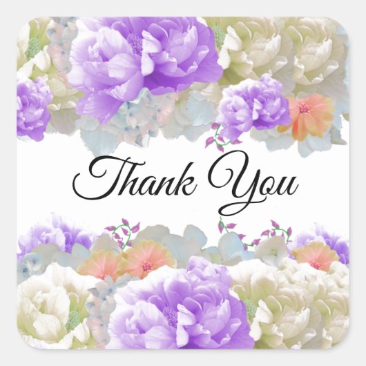 アプリコットと梅の花ありがとうステッカー スクエアシール (正面)