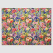 アプリコットと紫色の花模様の切り離し 薄葉紙 (正面)