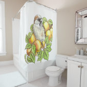 アプリコットの枝の雀 シャワーカーテン (インサイチュ)