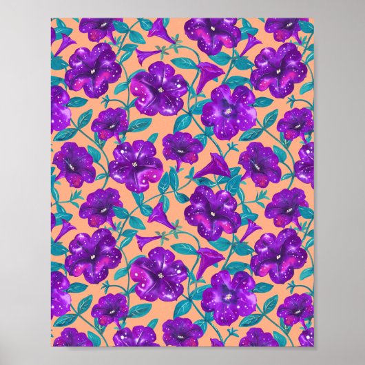 アプリコットの背景にペチュニア夜空スローピル ポスター (正面)