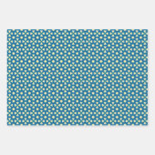 アプリコットイエローブルーティール（緑がかった色）幾何学模様 ラッピングペーパーシート (正面3)