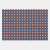 アプリコットイエローブルーティール（緑がかった色）幾何学模様 ラッピングペーパーシート (正面)