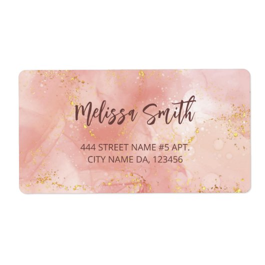 アプリコットインク水色金ゴールド瑪瑙スキャンQRコード ラベル (正面)