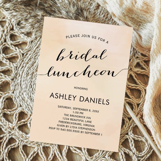 アプリコットウォーターカラーブライダルルンチョン招待状 招待状