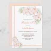 アプリコットエレガントオーキッドフローラブライダルティー 招待状 (正面/裏面)
