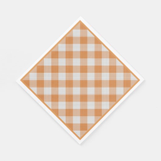 アプリコットオレンジカントリーコテージジンガムストライプ スタンダードランチョンナプキン (角)