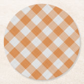 アプリコットオレンジカントリーコテージジンガムストライプ ラウンドペーパーコースター (正面)