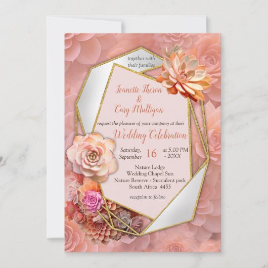 アプリコットクラッシュ カラー 2024 ウィズ サキュレント 招待状 (正面)