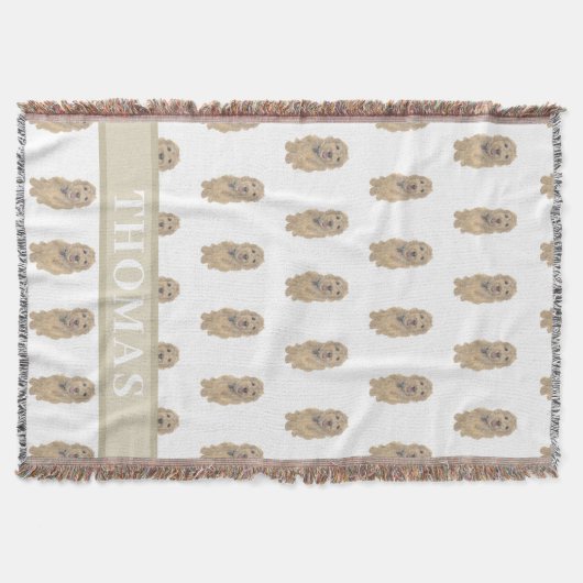 アプリコットゴールデンパーソナライズされたドードルリバーシブル スローブランケット (正面)