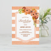 アプリコットストライプのフローラ誕生会 招待状 (スタンド正面)