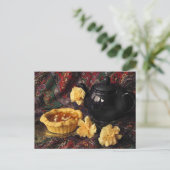 アプリコットタルトとティーポットとカーネーション ポストカード (スタンド正面)